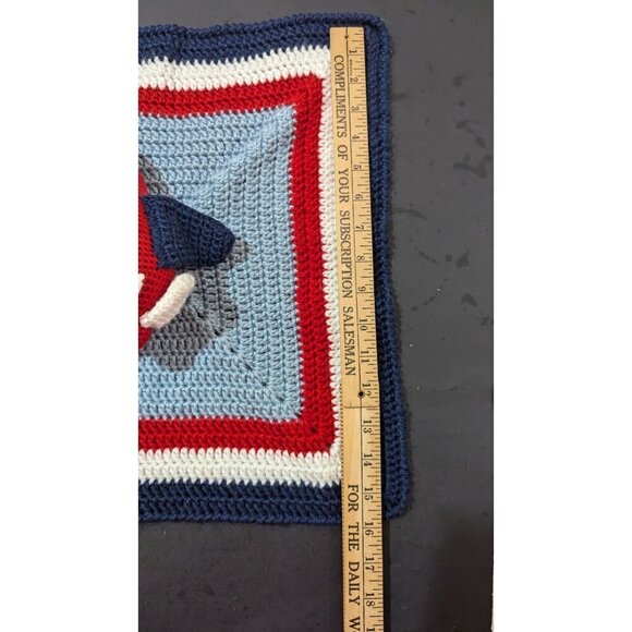 Handmade Crochet Baby Lovey Blanket With airplane Design By Hooked On The Sea - - Picture 4 of 6